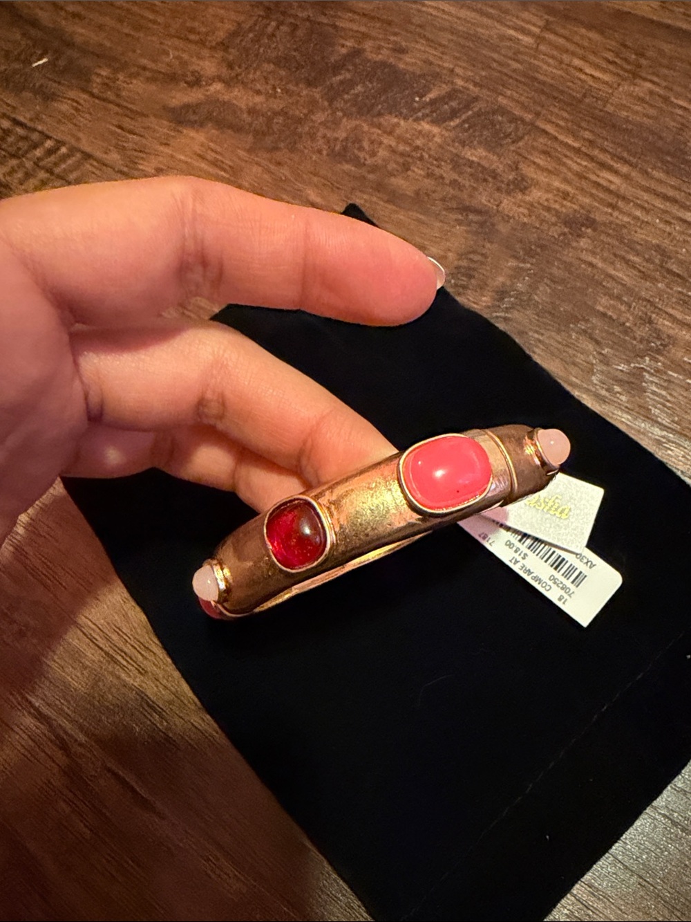 Pink, red and gold bangle